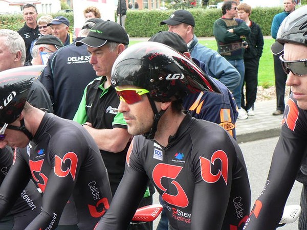 Hayden Roulston is in yellow after his Calder Stewart BikeNZ team won the opening team time trial at Powernet Tour of Southland this morning.